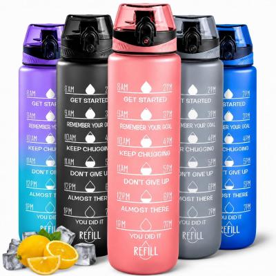 K MART Bouteille d'eau de Sport de 1 L avec Marqueur de Temps   rose 1000 ml