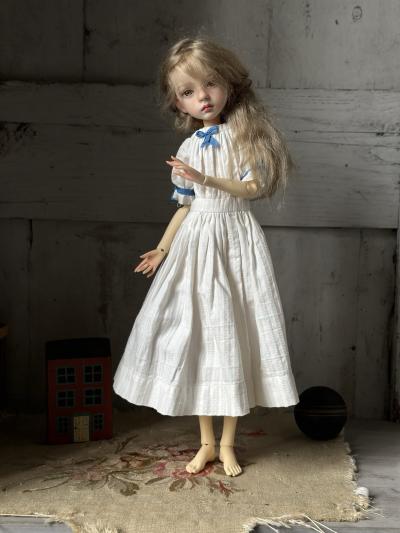 Robe Pour Poup�e Ancienne Papier M�che Corps Cuir Bois T�te Cire Wax Doll BJD