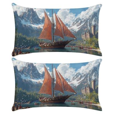 Lot de 2 Housse de Coussin 30x50 Taie d'oreiller D�corative Modernes Paysage