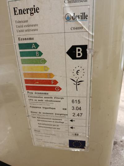 Deville Climatiseur mobile C04099 12000 BTU 52 dB Classe �nerg�tique B