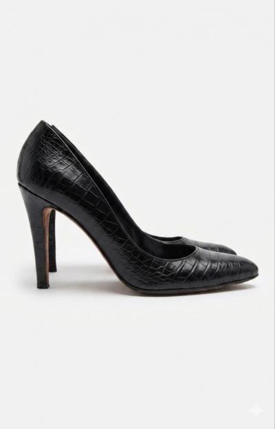 Vintage Manolo Blahnik London Black Croc Leather Pumps EU 41- IT 40
