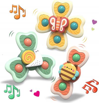 Hand Spinner Bebe Ventouse 3 Jouets De Bain B�b� Sans BPA Baby Spinner