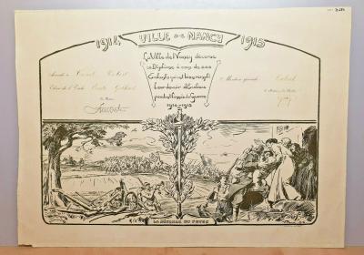 School Diploma The Year Of War City Of Nancy 1914 1915 Signed Prouv�