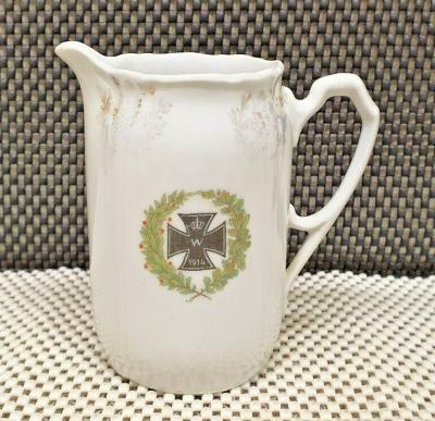 Rare Jug Milk Patriotic German Regulatory cross Of Iron 1914 Sketched Stems