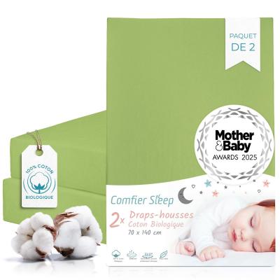 Drap Housse 70x140 Bebe 100% Coton Naturel Green
