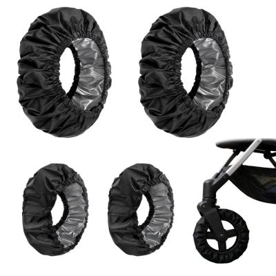 Lot de 4 Housse de Roue pour B�b� de Protection Poussette Noir Polyester
