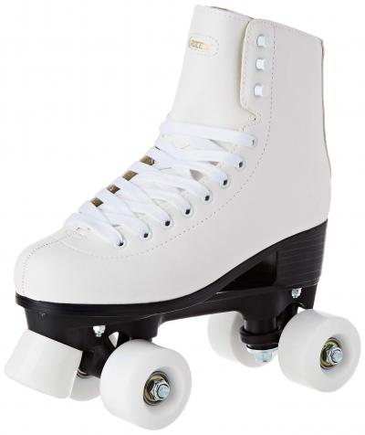 RC1 Classic Roller Patins � Roulettes pour Femmes et Homme 37 Blanc Simili Cuir