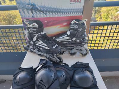 Roces Rollers en ligne ABEC 5 noir-gris-blanc avec protections