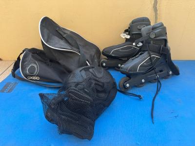 Rollers en ligne Oxelo pointure 41-42   sac   protections genoux coudes adulte