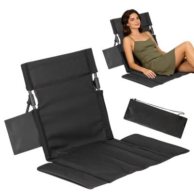 Chaise de Sol avec Support Dorsal de Plage avec Dossier Coussin Noir