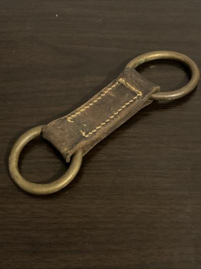 Ancien Passant Cuir Et Anneaux Laiton Harnais Militaria Equitation Vintage Pro