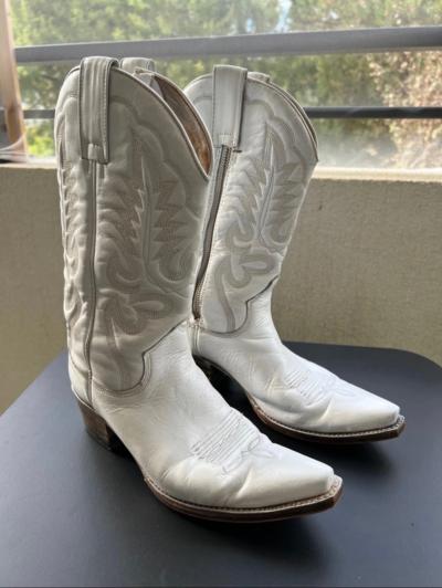 Santiags Sendra Boots blanches en cuir   Pointure 40   Western vintage