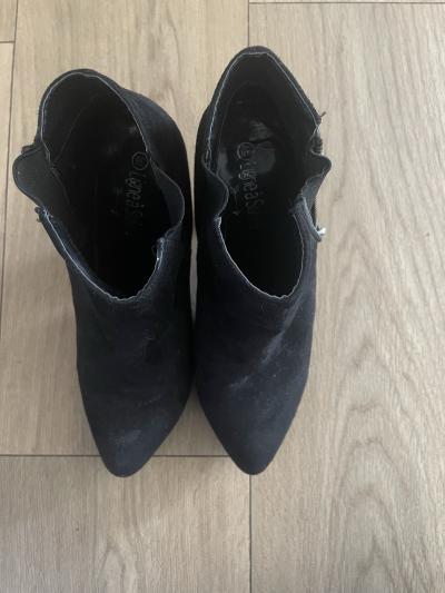 L'geaisSuie Bottines femme daim noir talon aiguille moyen pointu zip EU 38