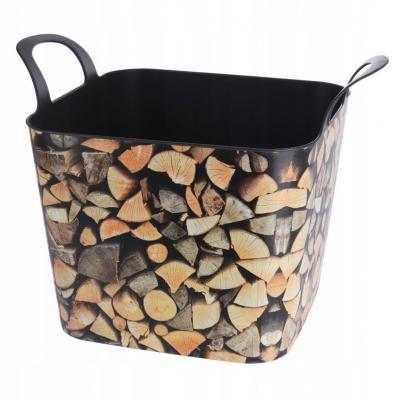 Panier � B�ches Journal de Bois en Plastique Souple Motif de Rangement Marron