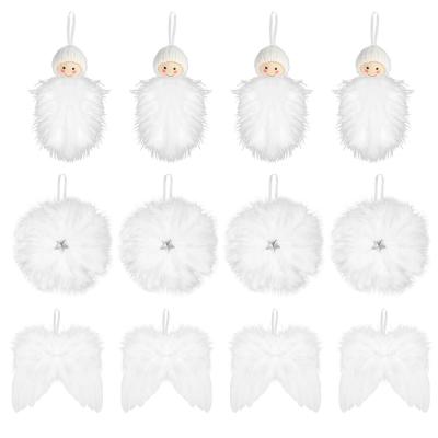 12 Plumes Blanches D�corations de No�l Aile d'Ange �toile Souriant