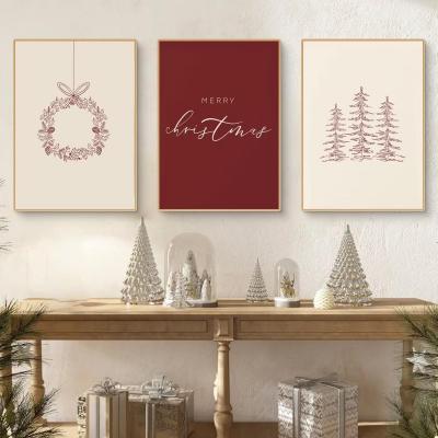 Posters de No�l sans Cadre D�coration Murale Rouge 40x50cm Lot de 3