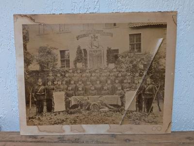 Photo Militaire Allemande 1900 Prusse Kaiser Casque � Pointe Monument 33x23