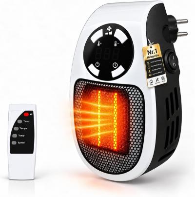 Mini chauffage c�ramique sur prise 500 W thermostat t�l�commande �cran LED noir