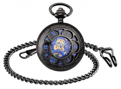 Montre de Poche M�canique Homme R�tro Ajour�e de Style Blue