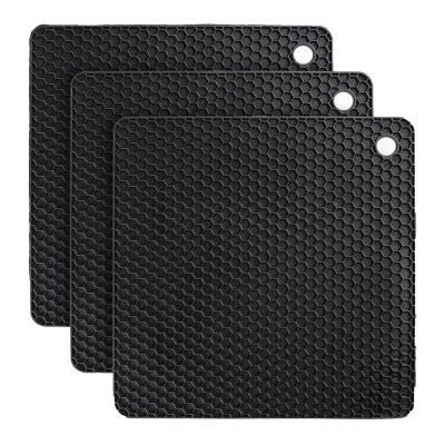 Dessous de Plat Lot de 3 Antid�rapants en Silicone 18,2 cm Noir