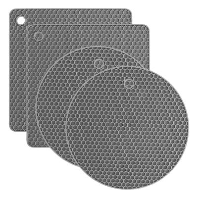 Dessous de Plat Lot de 4 en Silicone de Gris