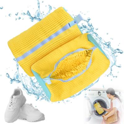 Filet Linge Machine � Laver Sac Lavage Chaussures Jaune Polyester 2Pcs