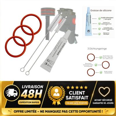 Kit entretien machine � caf� De'Longhi : 3 joints silicone, graisse et 2 brosses
