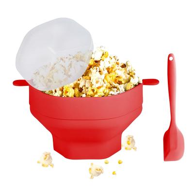 Bol � Pop corn Pliable en Silicone avec Couvercle et Poign�e Rouge