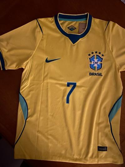 Nike Maillot de football Br�sil CBF jaune-bleu manches courtes n�7 VINI JR.