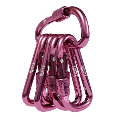 Mini Porte cl�s Mousquetons Roses avec Fermeture � Vis en Aluminium Lot de 6