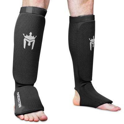 Prot�ge Tibias et Coup de Pied Rembourr�s en Tissu �lastique pour MMA Noir