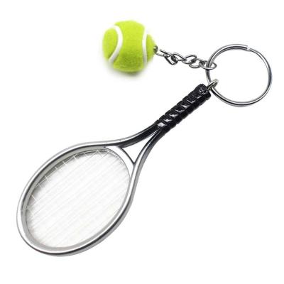 Porte cl�s Raquette de Tennis Mini Nouveaut� en M�tal Argent�