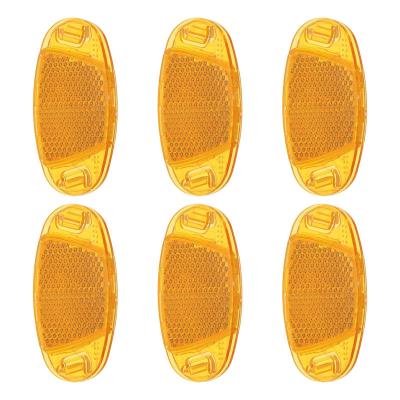 R�flecteurs de Roue de V�lo Ovales Universels en Plastique Orange Lot de 6