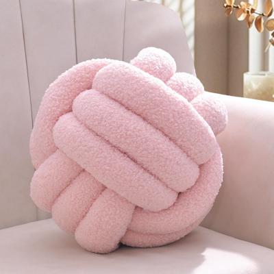 Coussin Noeud Rose Rond Balle Decoration Chambre 22 cm