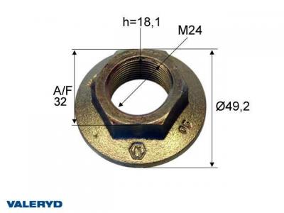 Ecrou pour essieu de remorque ou caravane   M24 x 1,5