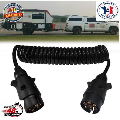 C�ble Rallonge Remorque 7 Broches M�le-M�le Spirale 3 m Caravane Camion