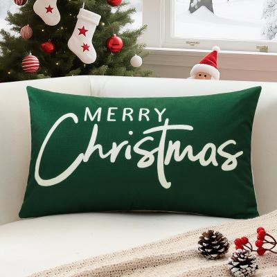 1 Housse de Coussin de No�l D�coration d'Hiver Merry Christmas Vert Polyester