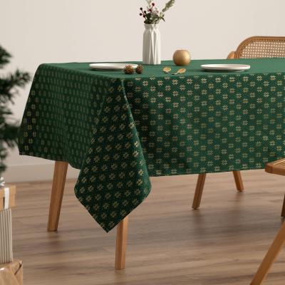 Nappe de No�l Jacquard Fil Dor� Table � Manger Carr� D�coration Vert Coton