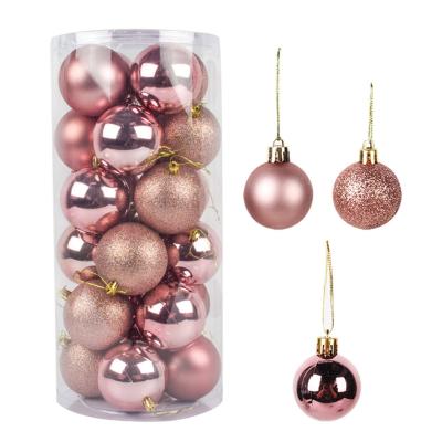 Boules de Sapin de No�l Or Rose D�coration d'Arbre 40 mm Gold Plastique