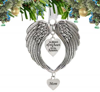 Maman D�corations de No�l avec Pendentifs en Forme d'Ailes d'Ange Silver M�tal
