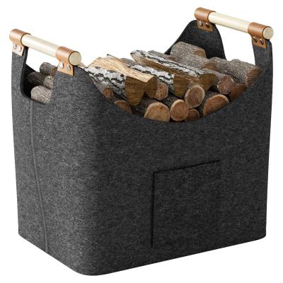 Panier � B�ches XL en Feutre Extra �pais et Pliable pour Br�leur � Bois Gris