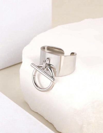 Bague Femme Acier Inoxydable Argent� Anneau Neuf Ouvert Pendentif Pendant