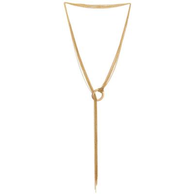 Collier Sautoir Dor� pour Femme Cha�nes Longues Superpos�es avec Anneau Central