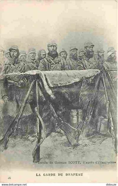 Carte Postale Ancienne   Militaria   La Garde du Drapeau   Dessin de Georges Sco