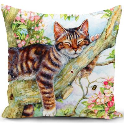 Housse de Coussin Canape Chat Decoration Salon Cadeau Femme Polyester