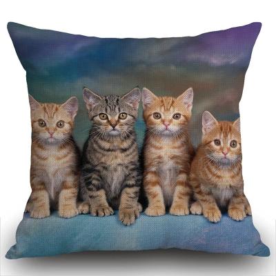 Housse de Coussin D�corative en Lin avec Motif de Chat Mignon 45 x 45 cm