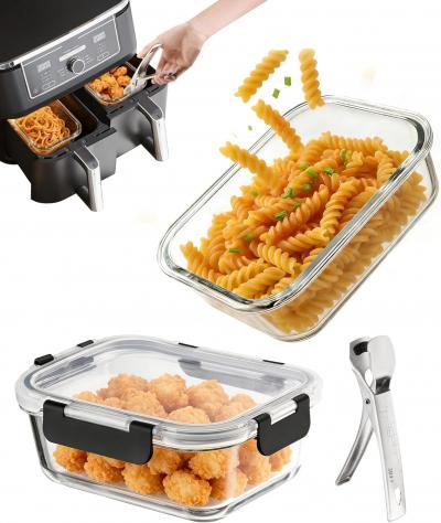 Plat en Verre pour Air Fryer 20x15 cm Borosilicate Accessoires 2PCS
