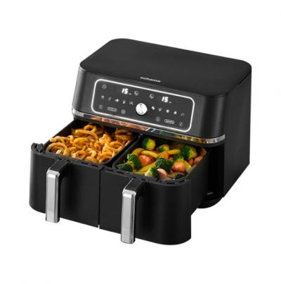 Friteuse � air chaud double chambre 9L Airfryer num�rique 2 paniers 10 programmes 60 200�C