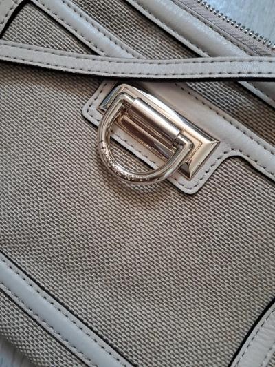 Sacoche Pourchet Paris Made in France toile et cuir beige   Tr�s bon �tat
