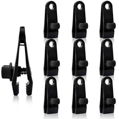 Clip de B�che Tente Pince R�glables en Forme Noir Lot de 10